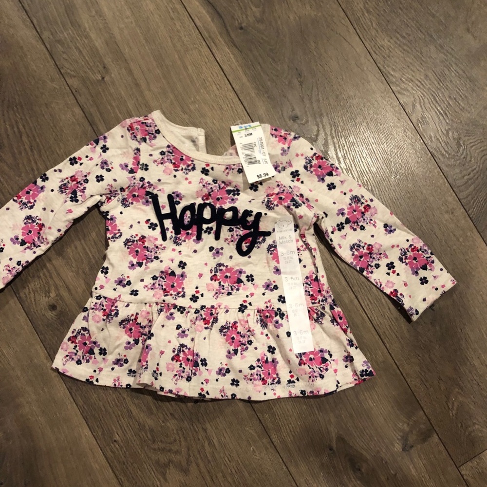 NWT floral long sleeve shirt, size 3-6 months